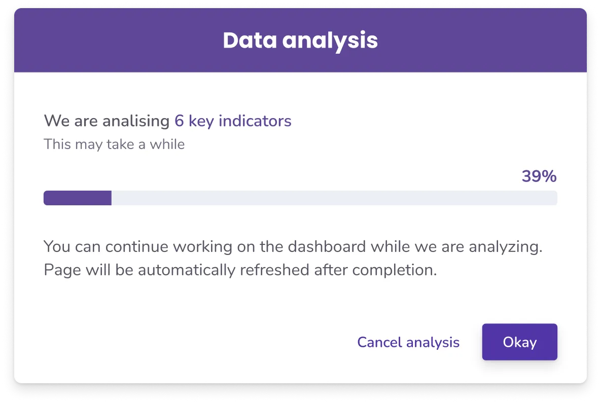 Data analysis progress modal