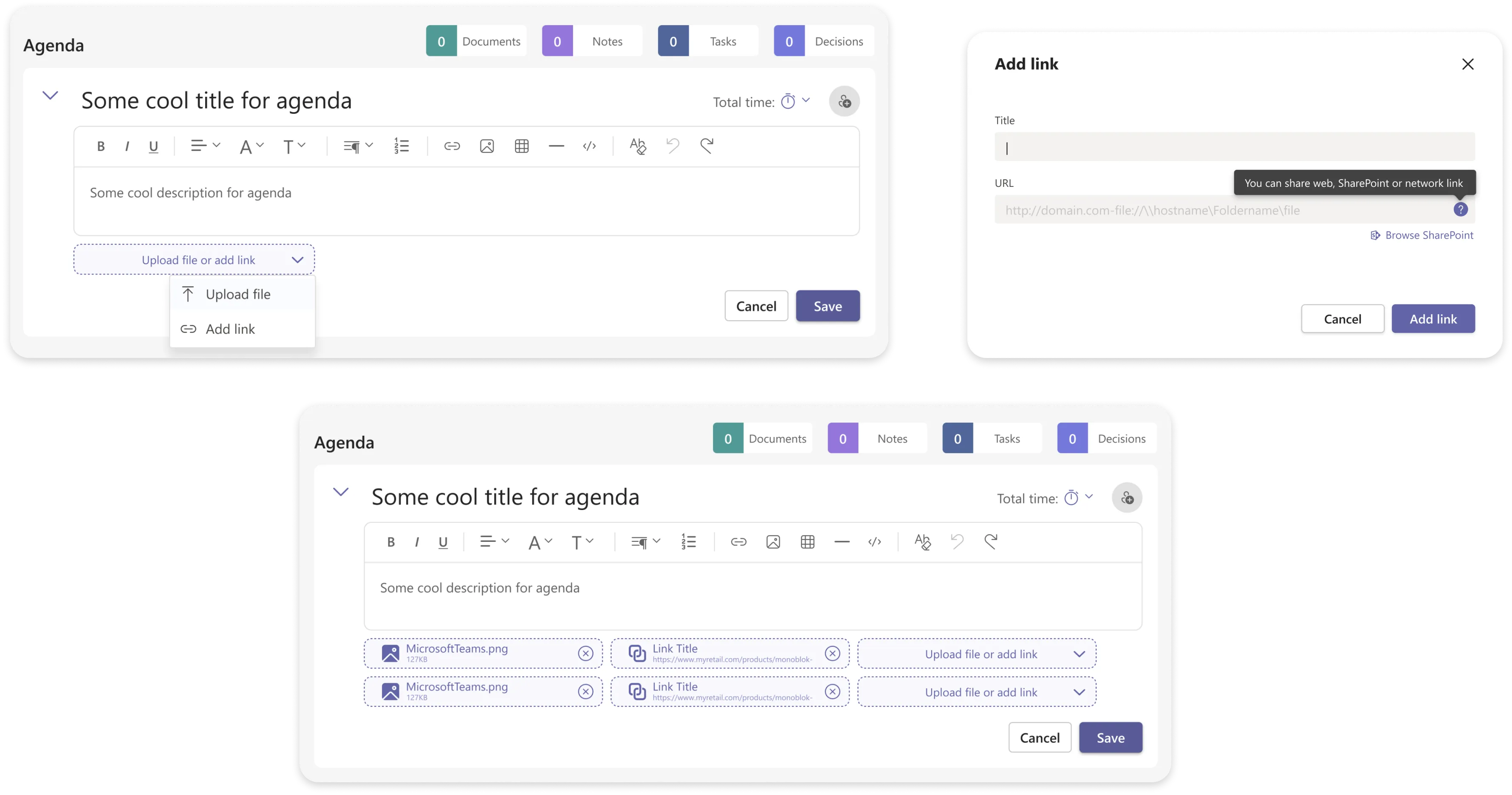 Attachments on an agenda item