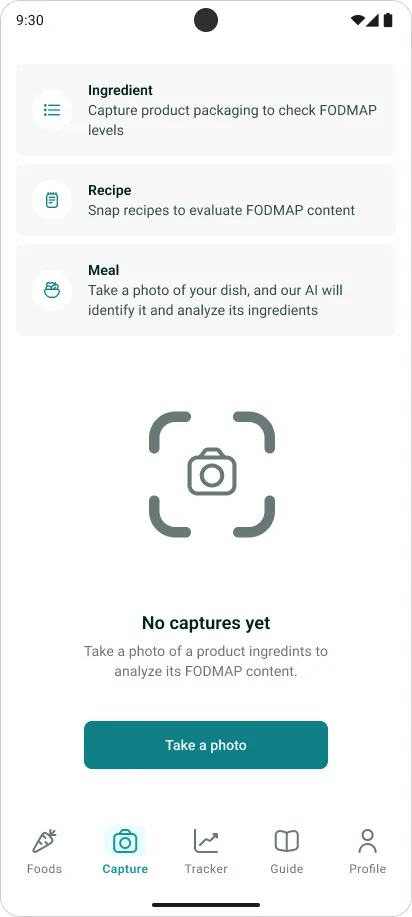 Capture entry screen