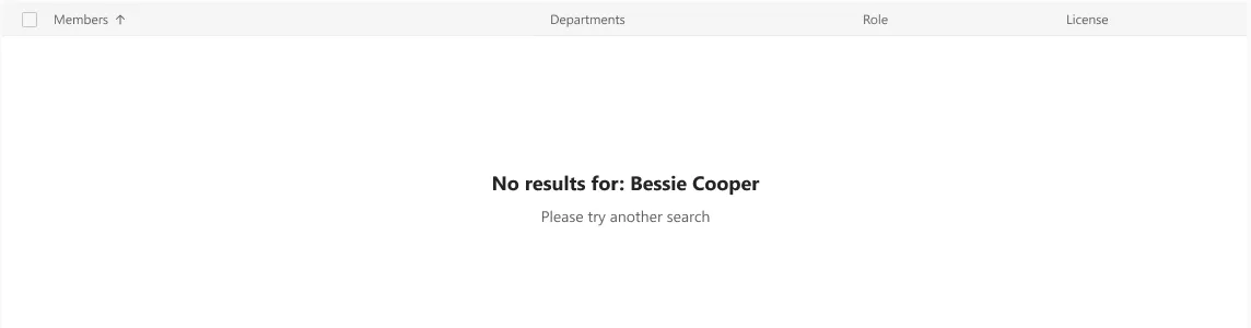 Empty search result: no results for Bessie Cooper, please try another search