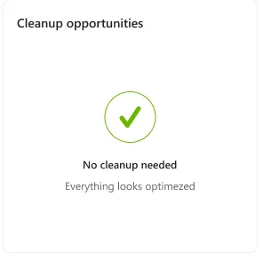 Empty state: no cleanup needed, everything looks optimized