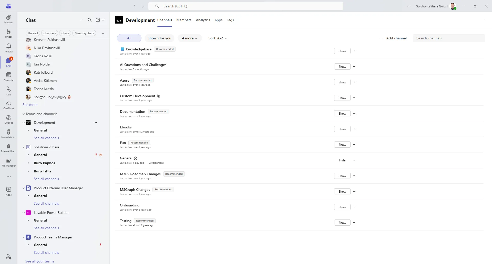 Default Teams profile, Members tab